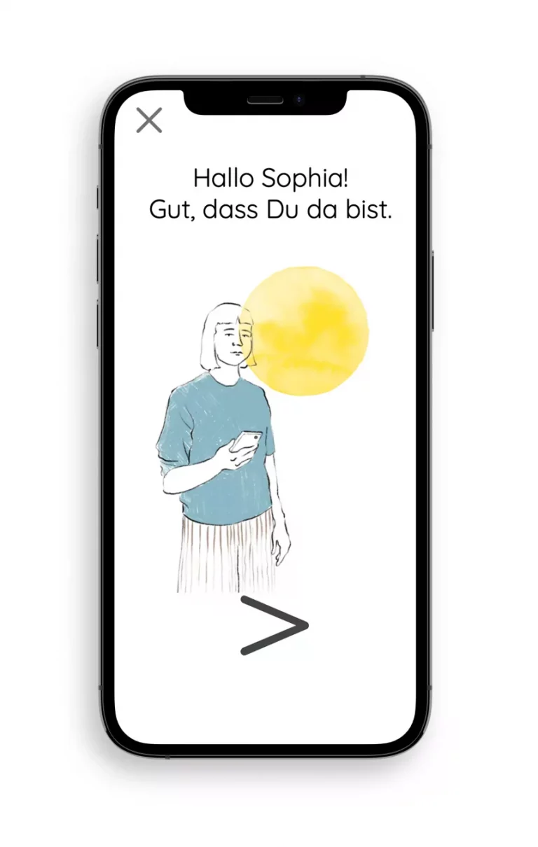 Handy mit Luv App Startbildschirm